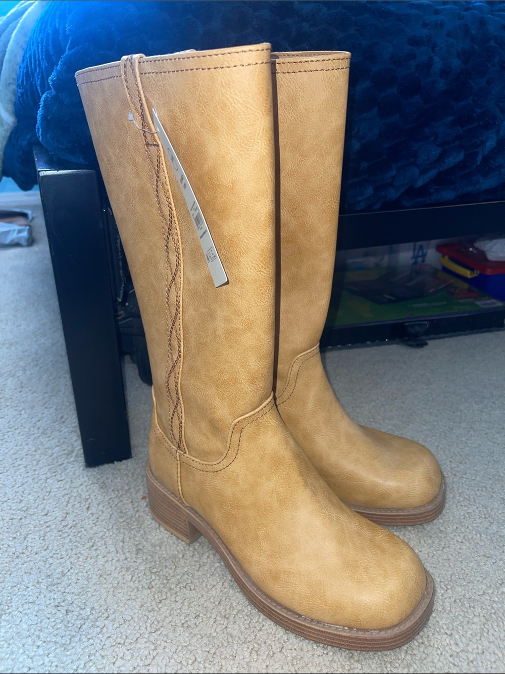 No Boundaries Tall Tan Riding Boots with Block Heel